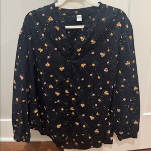 Floral Black Blouse Old Navy